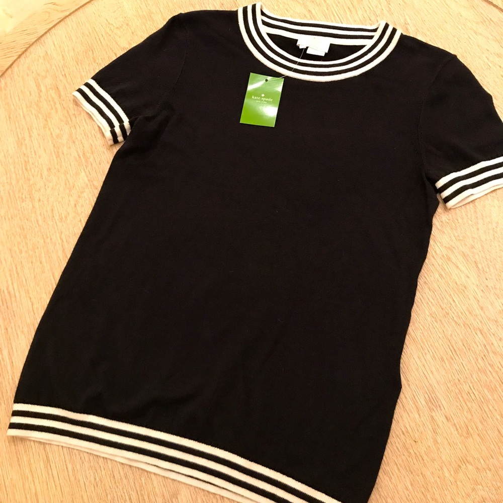 NWT Kate Spade Cashmere Blend Anabela Sweater Size Small Black And Ivory Striped